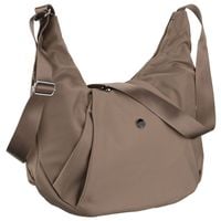 duża, ciemnobeżowa torebka damska z poliestru, mieszcząca format