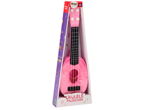 Ukulele Dla Dzieci Mini Gitara 4 Struny Motyw Brzoskwini Gitarka Różowa 15″ na Arena.pl