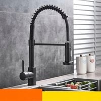 TVTIUO Bateria kuchenna z elastyczną wyciąganą wylewką czarny Zlewozmywak