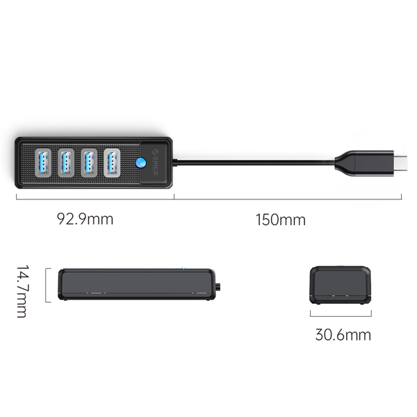Orico Hub USB-C 4x USB-A 3.1 czarny zdjęcie 5