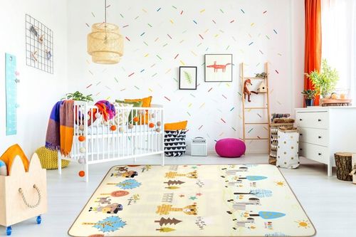 MATA EDUKACYJNA PIANKOWA ULICE ZWIERZĄTKA PASTEL 200X180 CM DUŻA DWUSTRONNA na Arena.pl