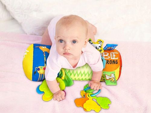 WAŁEK do RACZKOWANIA poduszka dla niemowląt WALEC grzechotki gryzak metki na Arena.pl