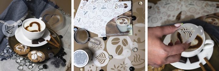 Szablony do Dekoracji KAWY i CIASTEK 7 i 11cm Wielorazowe 14 szt. KAWA zdjęcie 6