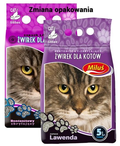 Wydajny żwirek bentonitowy dla kota o przyjemnym zapachu lawendy - Miluś 5L na Arena.pl