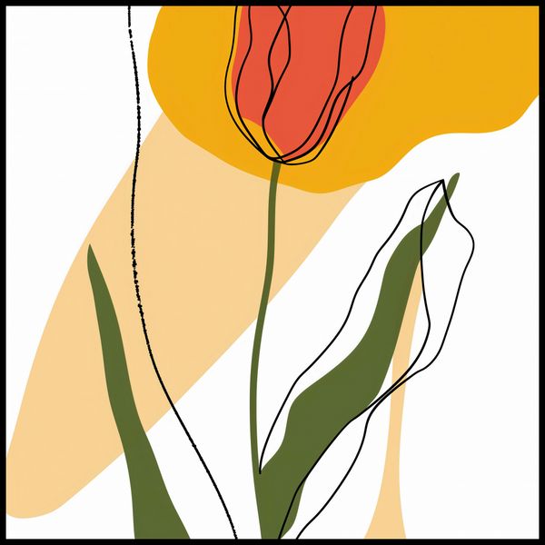 Plakat 90x90cm Przerysowany Tulipan zdjęcie 2