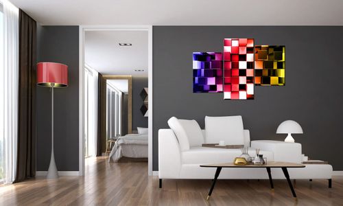 Foto-Obraz 90X60 Tęczowe Bloki 3D na Arena.pl
