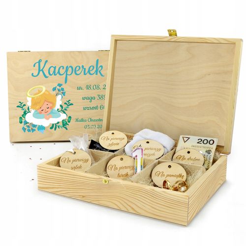 Pudełko wspomnień NADRUK prezent na chrzest pamiątka chrztu na Arena.pl