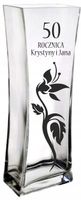 DUŻY SZKLANY Wazon z grawerem napisem na rocznice ślubu 10,20,30,40,50