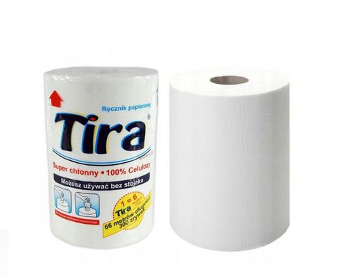 RĘCZNIK PAPIEROWY TIRA 100% CELULOZA 300 ZRYWEK 66 METRÓW na Arena.pl