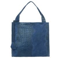 VERA PELLE torebka zamszowa shopper kroko na ramię V549 c.jeansowa