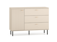 Komoda Mała Ryflowana 1- Drzwiowa z Szufladami 1D3SZ 120cm Kaszmir ZOFIA ML