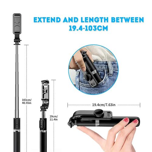 Q02 Statyw do kamery Bluetooth Selfie Stick składany Monopod do strimowania na Arena.pl