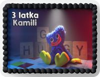 PROSTOKĄTNY OPŁATEK NA TORT A4 20x29CM - HUGGY WUGGY GRA + IMIĘ