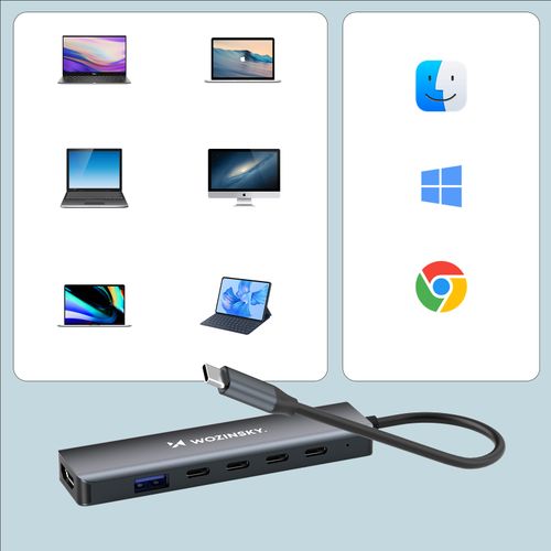6w1 Hub rozdzielacz USB-A USB-C DisplayPort HDMI - szary na Arena.pl