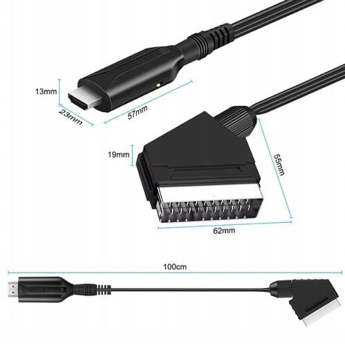 PRZEWÓD ADAPTER KONWERTER SCART DO NA HDMI AV EURO FULL HD 1m na Arena.pl