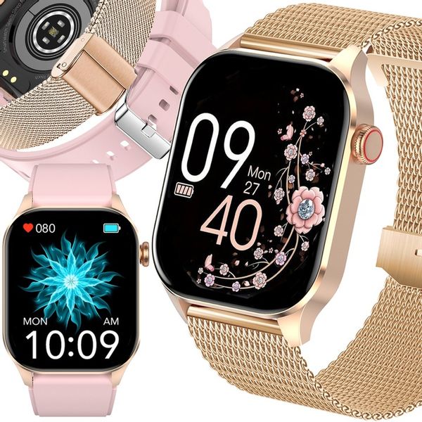 SMARTWATCH DAMSKI POMIAR GLUKOZY CIŚNIENIE KROKI MENU PL ROZMOWY 2 PASKI zdjęcie 8