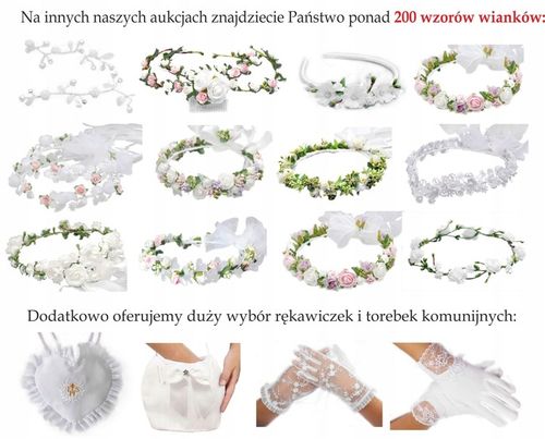 WIANEK NA KOMUNIĘ DEC54 komunijny dekoracja opaska biały głowę komunia na Arena.pl