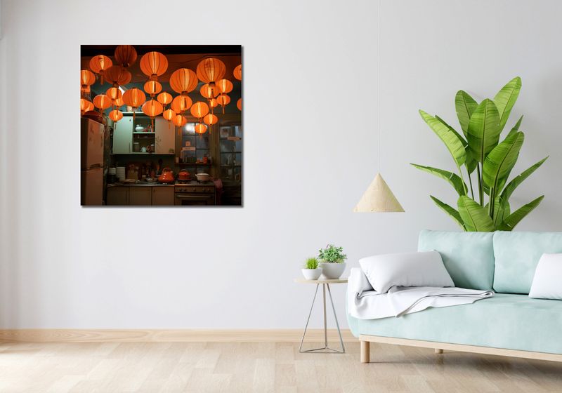 Obraz 90x90cm W Blasku Lampionów zdjęcie 2