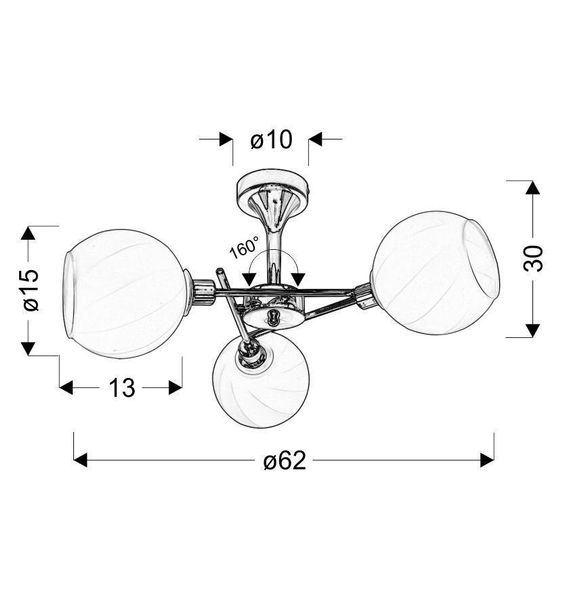 Raul zwis 3x40W E27 chrom klosz biały zdjęcie 4
