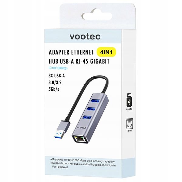 ADAPTER HUB KARTA SIECIOWA ETHERNET LAN USB 1000 Mbps RJ45 GIGABIT SZYBKA zdjęcie 2