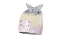 Broel MARIOLA czapka podwójna kotek kokarda szary-róż 46-48