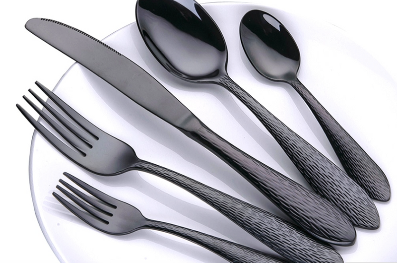 Sztućce - NEW DESIGN 24 Szt -Miedz - Złoto - Czerń zdjęcie 1