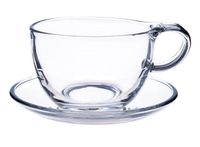 Filiżanki szklane 250 ml ze spodkami ALICE komplet 2 sztuki