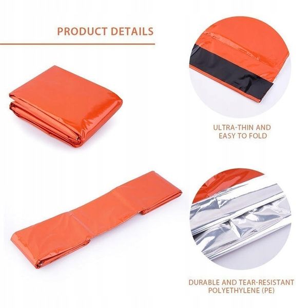 2 x ŚPIWÓR TERMICZNY SURVIVAL RATUNKOWY KOC zdjęcie 9