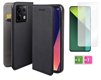 Etui z klapką do XIAOMI REDMI NOTE 13 PRO 5G czarny smart magnet + szkło 9H
