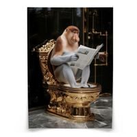 PLAKAT DO WC ŁAZIENKI NOSACZ Z GAZETĄ ZŁOTA TOALETA ABSTRAKCJA 20cm x 30cm