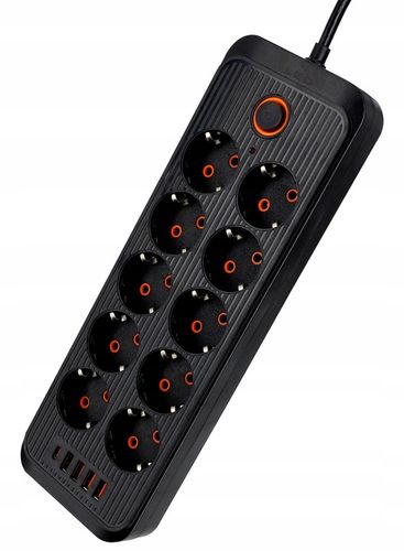 Przedłużacz Listwa Zasilająca Sieciowa 3M 10 Gniazd + 5X USB Ładowarka na Arena.pl