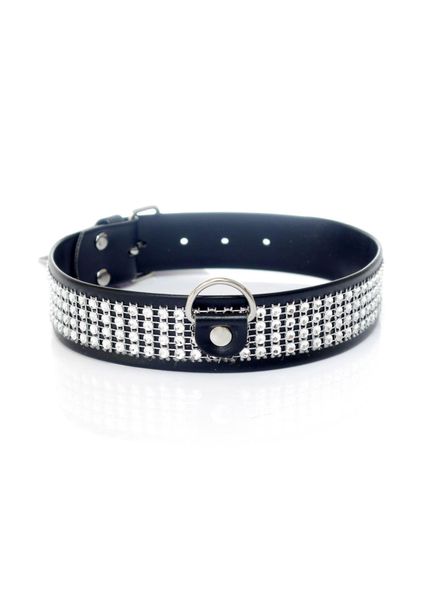 Fetish B - Series Collar with crystals 3 cm silver zdjęcie 1