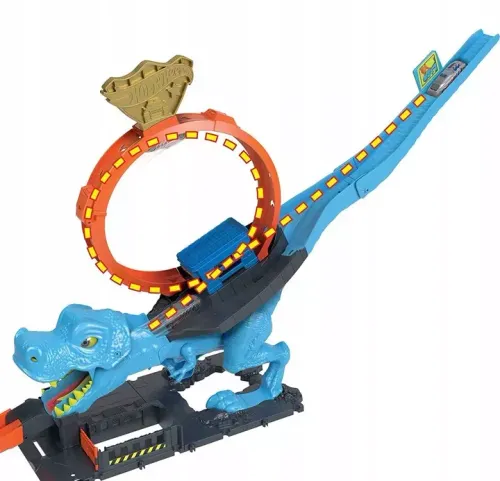 Zabawka dla dziecka - zestaw Hot Wheels City Samochód i tor z pętlą T-rexa na Arena.pl