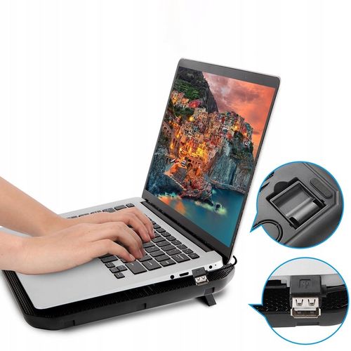 PODSTAWKA DUŻA PODKŁADKA CHŁODZĄCA POD LAPTOPA NOTEBOOK 12-15,4" CICHA 11dB na Arena.pl