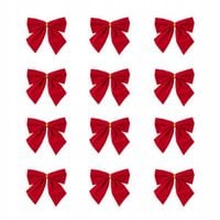 KOKARDY DEKORACYJNE NA CHOINKĘ PREZENTY CZERWONE 12 szt