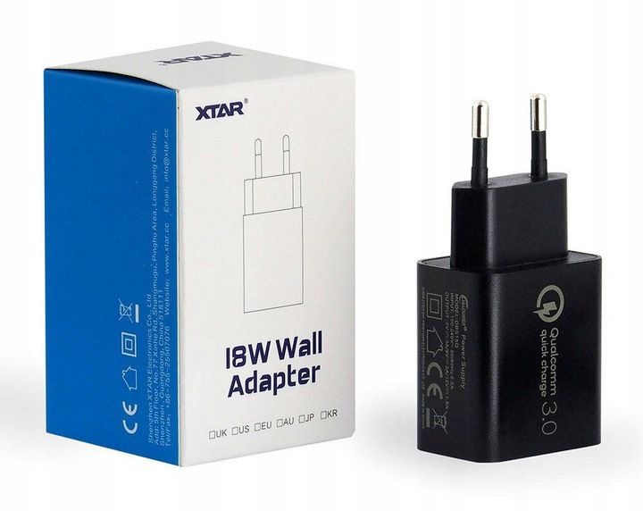 Ładowarka USB XTAR QC 3.0 AC/5V/9V/12V 3A black zdjęcie 1