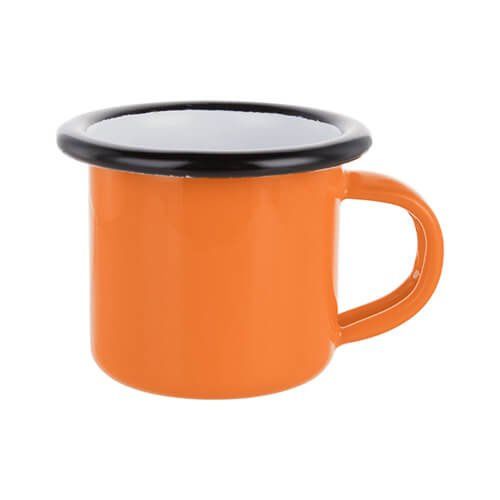 Kubeczek emaliowany 100 ml pomarańczowy z czarnym rantem Sublimacja Termotransfer na Arena.pl