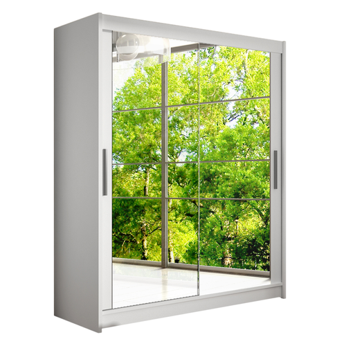 Szafa przesuwna Westa XI z lustrem 150cm - pojemna garderoba - BIAŁA na Arena.pl