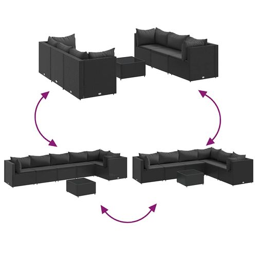 7-cz. zestaw wypoczynkowy do ogrodu, poduszki, czarny rattan PE na Arena.pl