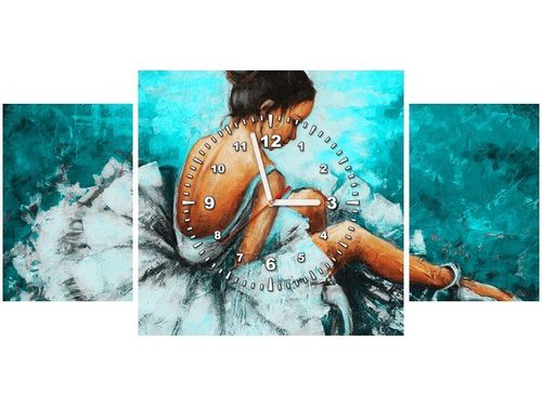 80X40CM ZEGAR ZEGAR ŚCIENNY OBRAZ BALETNICA TURKUSOWYM TLE OBRAZ na Arena.pl