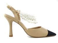 Niskie szpilki beżowe z perełkami 38