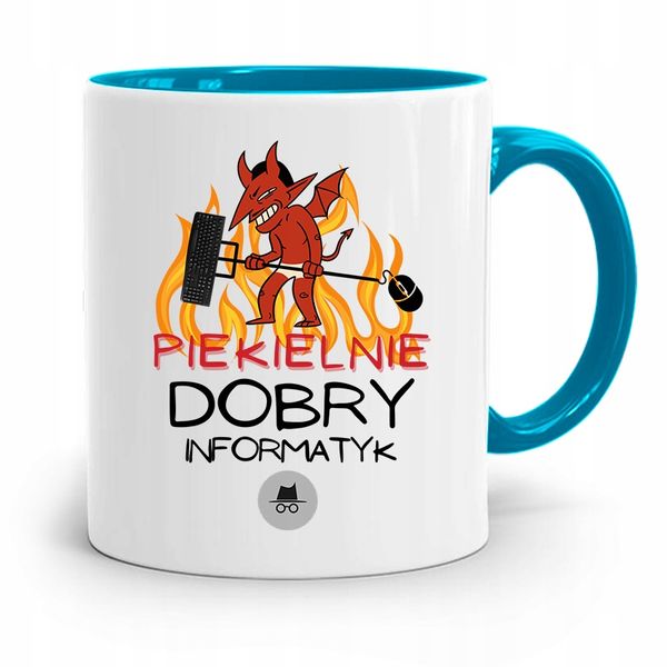 Kubek Błękitny Informatyka Piekielnie Dobry Z Nadrukiem Ze Zdjęciem zdjęcie 1