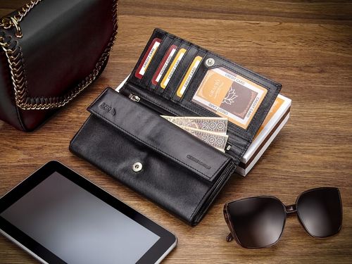 Portfel Damski Czarny Skóra Naturalna Gracio Duży Pojemny PREZENT na Arena.pl