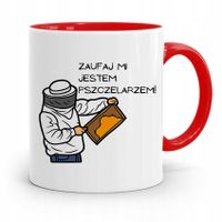 Kubek Czerwony Pszczelarza Zaufaj Mi Prezent Z Nadrukiem Ze Zdjęciem