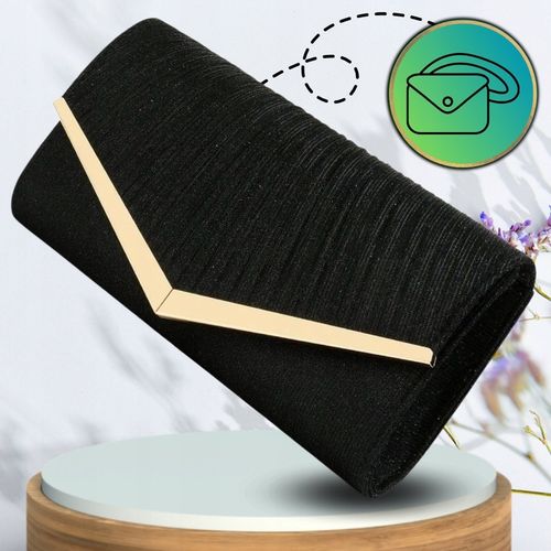 Torebka Wieczorowa Czarna Kopertówka Wizytowa Błyszcząca Ślub Wesele mała na Arena.pl