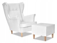 Fotel uszak ARI z podnóżkiem, skandynawski Family Meble silwer ciemny