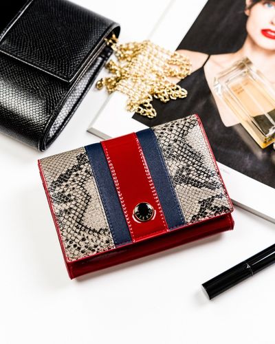 elegancki portfel damski ze wzorem wężowej skóry rfid - peterson na Arena.pl