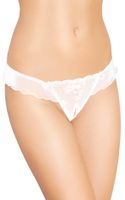 koronkowe stringi z wycięciem intymnym softline 2384 białe m/l