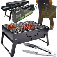 GRILL TURYSTYCZNY WĘGLOWY SKŁADANY PRZENOŚNY KEMPINGOWY + Szczypce Gratis