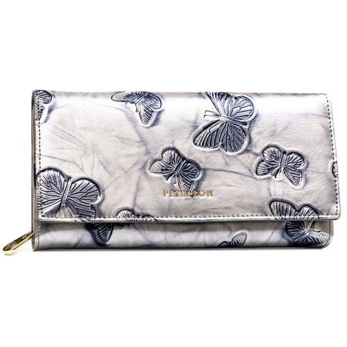 pojemny portfel damski ze skóry naturalnej w srebrnym kolorze zamykany na Arena.pl